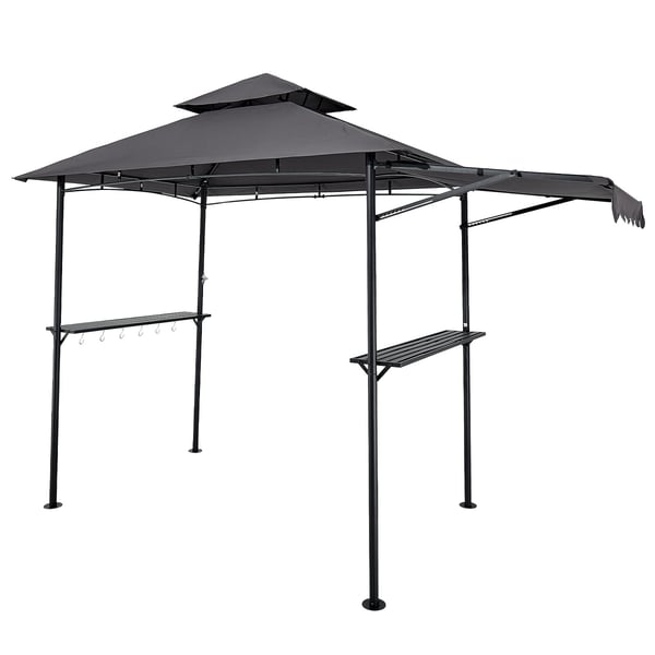 Grillpavillon, 243x150 cm, Mørkegrå, Stål