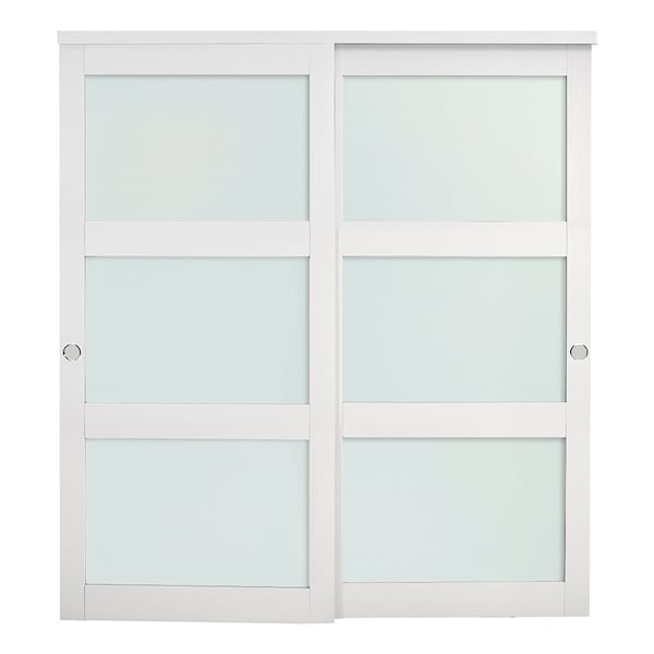Skydedør til garderobe, 182,9x203,2 cm, Hvid, Massivt træ og MDF