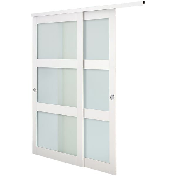 Skydedør til garderobe, 182,9x203,2 cm, Hvid, Massivt træ og MDF