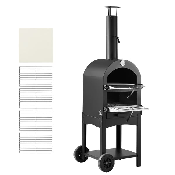 Ulkopizza-uuni, 54x44.5x142 cm, musta, puulämmitteinen Ulkopizza-uuni, 54x44.5x142 cm, musta, puulämmitteinen