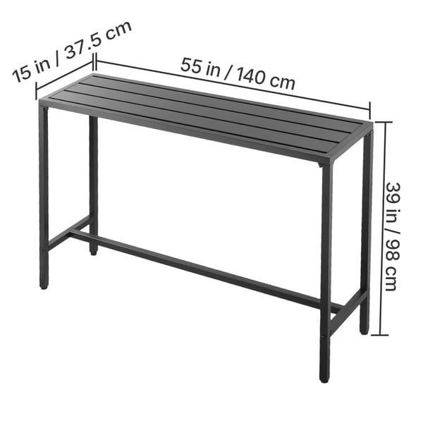 Barbord, 140x37,5x98 cm, Svart, Metall, Utomhusmöbler