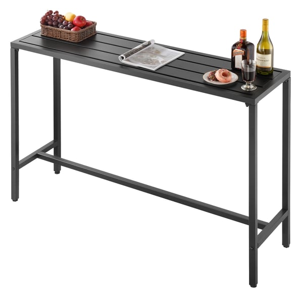 Barbord, 140x37,5x98 cm, Svart, Metall, Utomhusmöbler