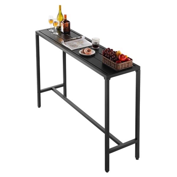 Barbord, 140x37,5x98 cm, Svart, Metall, Utomhusmöbler