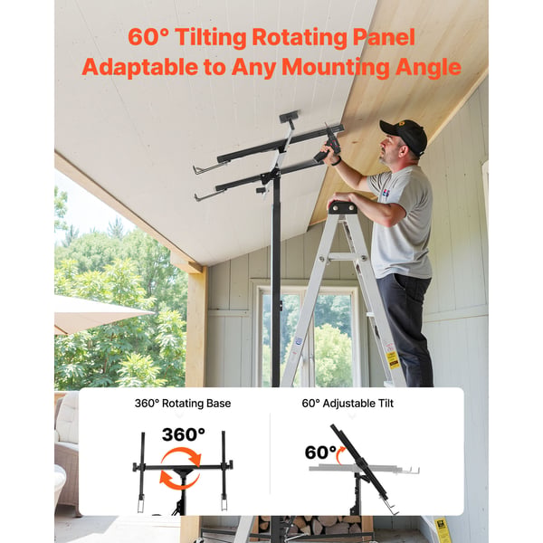 Gipspladeløfter 3353 mm Heavy-Duty 68 kg 1530x1530x1450 mm Sort Stål