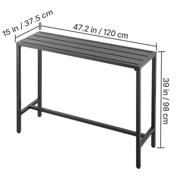 Barbord, 120x37,5x98 cm, Sort, Metal