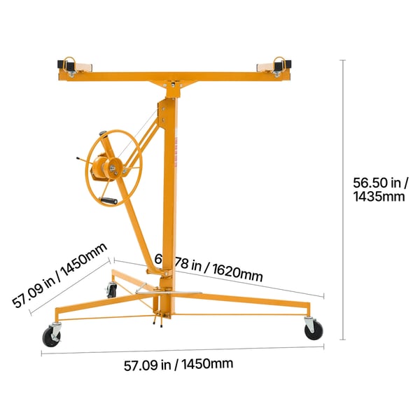 Kipsilevynostin 3353 mm, raskas käyttö, 68 kg, säädettävä teleskooppivarsi, keltainen
