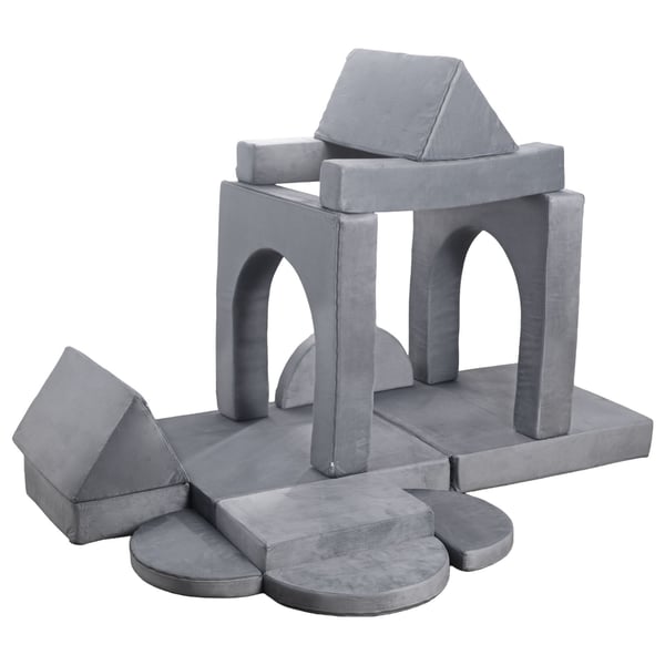 Modulär lekssoffa för barn, 140,5x70x53 cm, grå, 14-delars set
