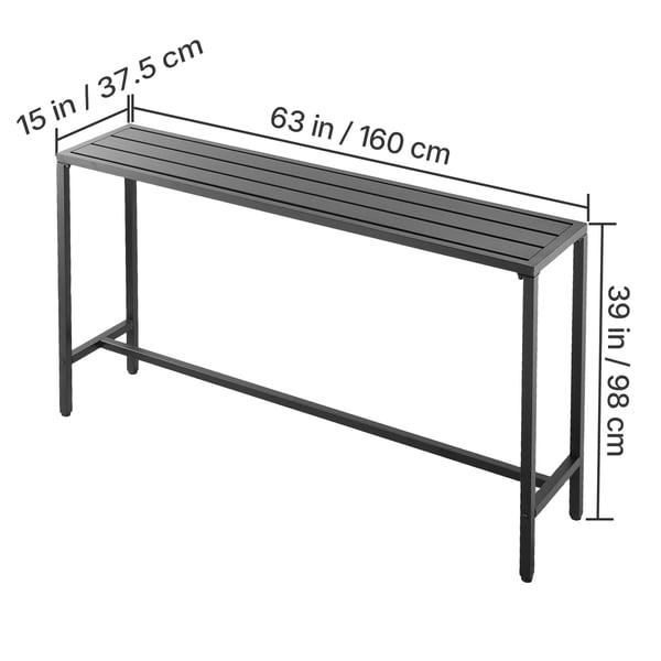 Barbord, 160x37,5x98 cm, Svart, Metallram