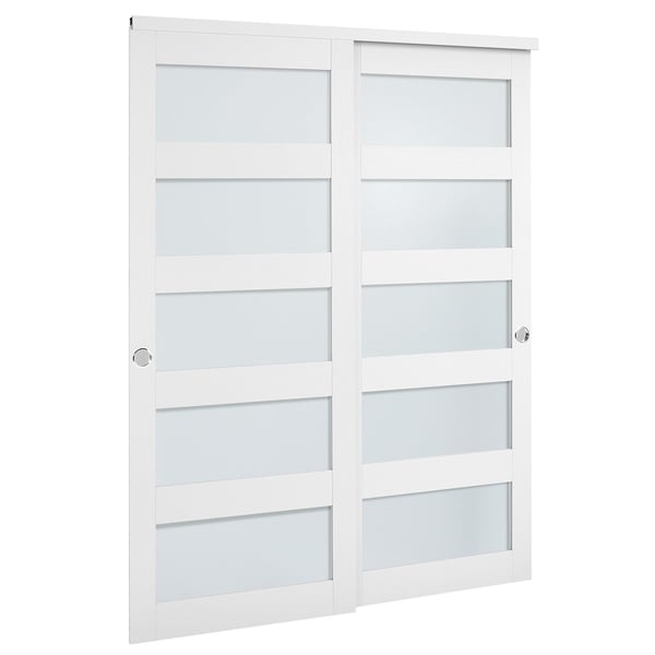 Skjutdörr till garderob, 152,4x203,2 cm, vit, massivt trä och MDF Skjutdörr till garderob, 152,4x203,2 cm, vit, massivt trä och MDF