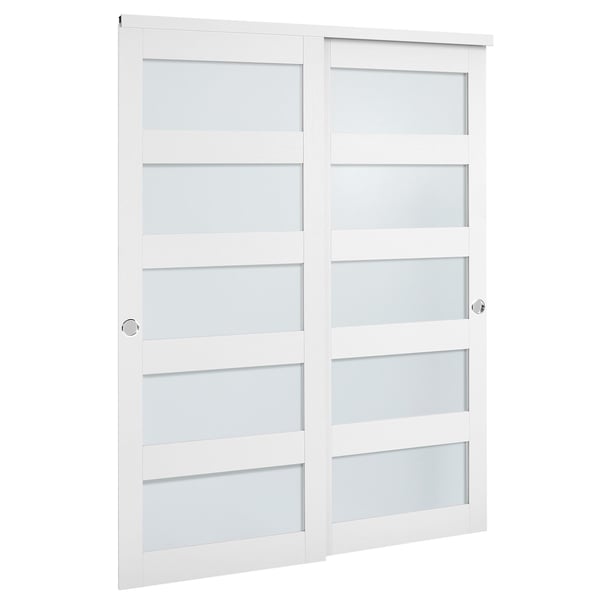 Skjutdörr till garderob, 152,4x203,2 cm, vit, massivt trä och MDF