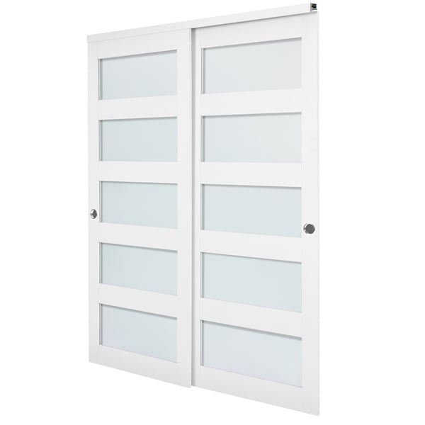 Skjutdörr till garderob, 152,4x203,2 cm, vit, massivt trä och MDF