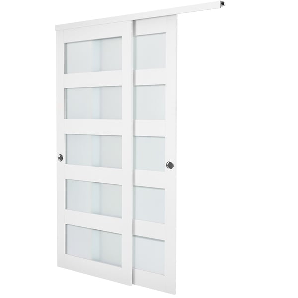 Skjutdörr till garderob, 152,4x203,2 cm, vit, massivt trä och MDF