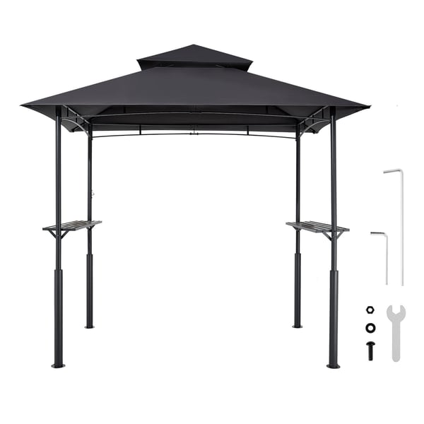 Grillpavillon, 243x150 cm, mørkegrå, stål, udendørs ly