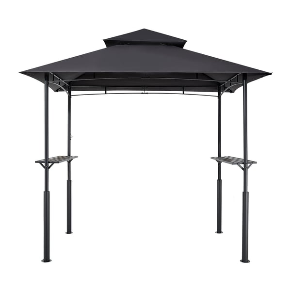 Grillpavillon, 243x150 cm, mørkegrå, stål, udendørs ly