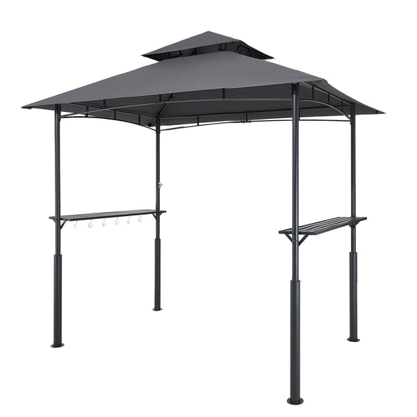 Grillpavillon, 243x150 cm, mørkegrå, stål, udendørs ly