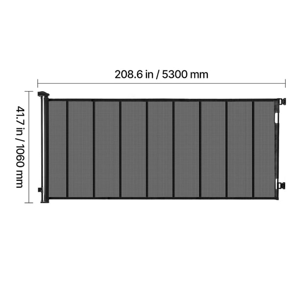 Utdragbar barnsäkerhetsgrind, 515x99 cm, Svart, Nät