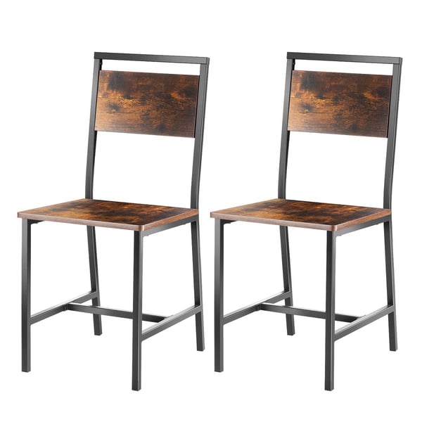 Matstolar set om 2, 48x38x86,5 cm, brun och svart, metallram
