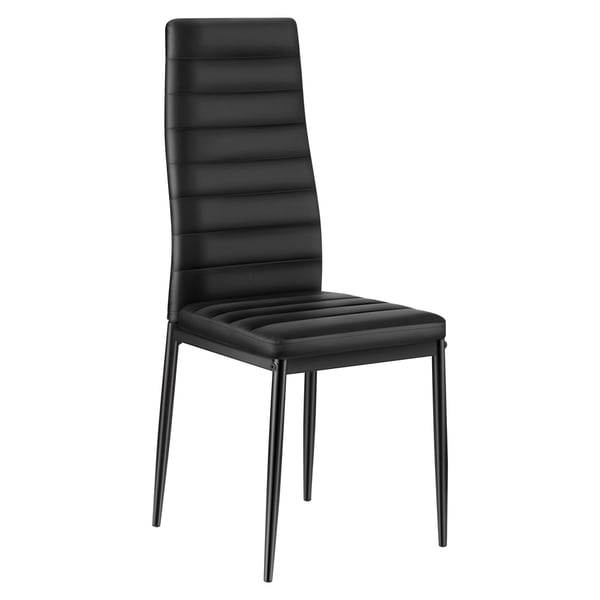 Matstolsset, 46,5x40,5x97 cm, Svart, Klädd i läder med metallben