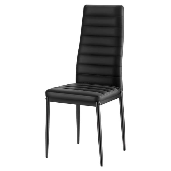 Matstolsset, 46,5x40,5x97 cm, Svart, Klädd i läder med metallben