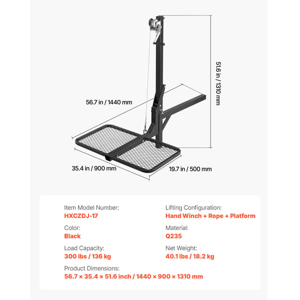 Spil Hejs, 144x90x131 cm, Sort, Løftesystem Platform