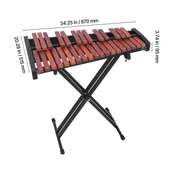Glockenspiel xylofon, 32 toner, 32x95 cm, brun, træslaginstrument