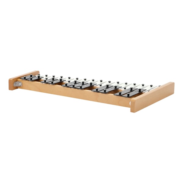 Glockenspiel xylofon, 27 toner, metalnøgler, 4 køller, bæretaske, sort & hvid