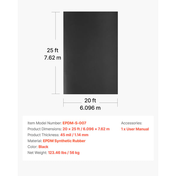 Rullakatto, 609,6x762 cm, Musta, EPDM-kumi