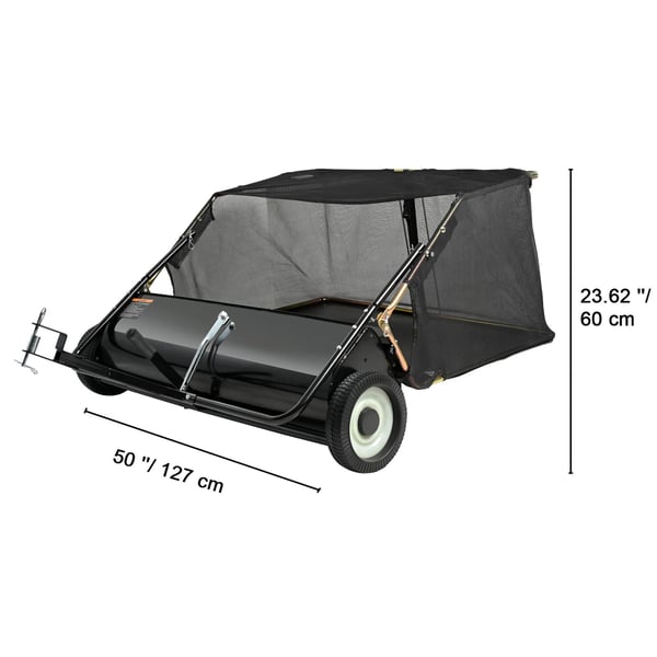Ruohonharava 127 cm musta, säädettävä harjauskorkeus, raskas käyttö