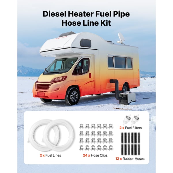 Polttoaineletkusarja, 5000 mm, diesel-lämmitin, PU, varaosa, suodatin, letku, kiinnikkeet