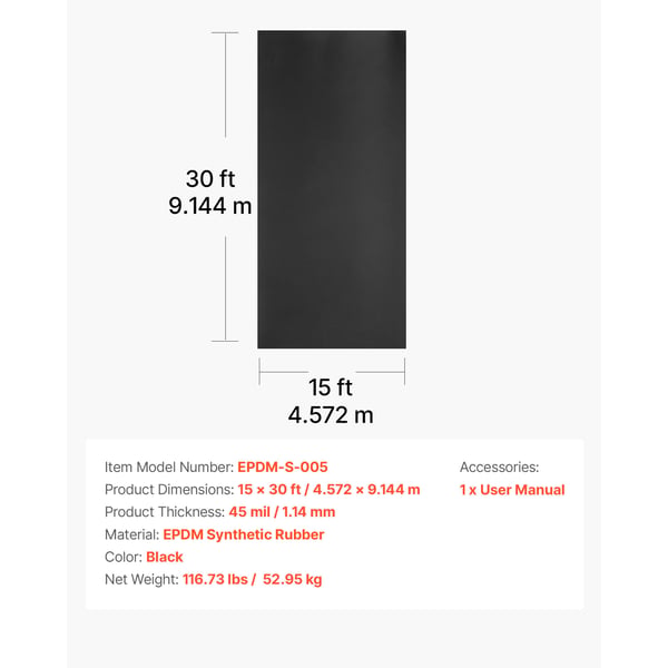 Rulltak 457.2x914.4 cm Svart EPDM-gummi