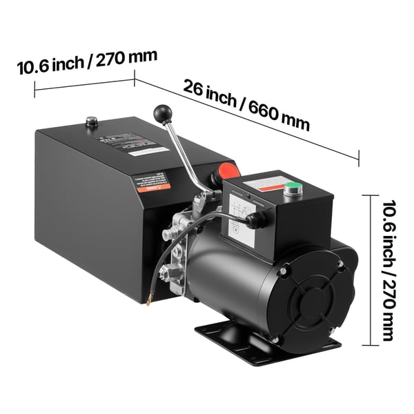 Hydraulisk pumpeffektaggregat, 66x27x27 cm, Svart, Stål