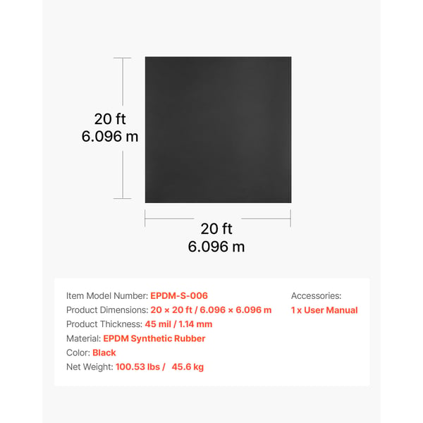 Rulltak 609.6x609.6 cm Svart EPDM-gummi