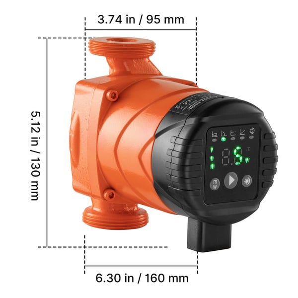 Cirkulationspumpe LPS25-4BP/130 42 LPM 4 m støbejern, varmt vand, varmesystem