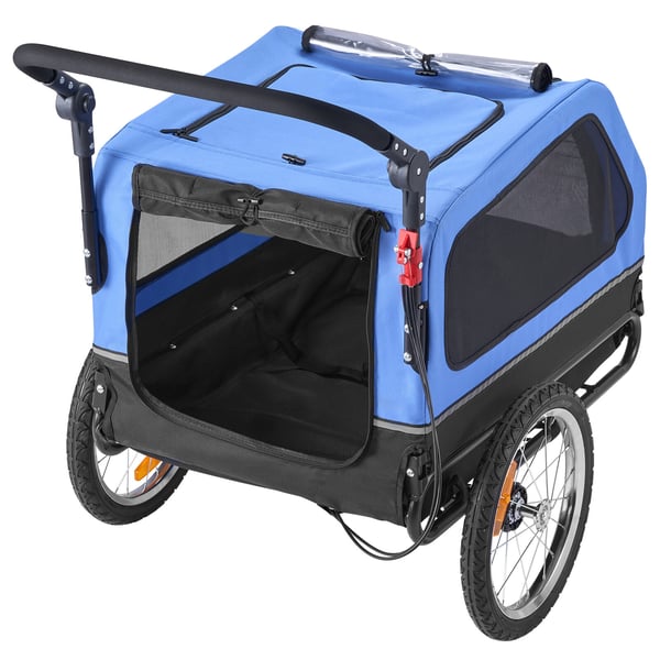 Hundcykelvagn 138x75,5x80 cm, 2-i-1 djurvagn, fällbar stål
