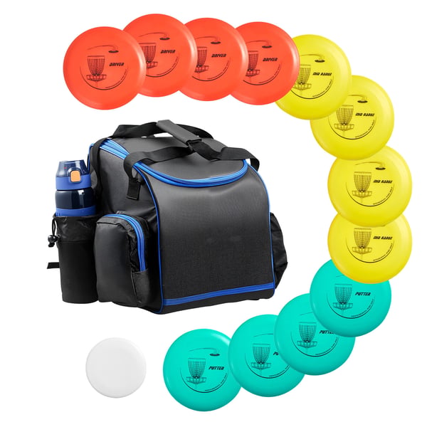Discgolfset, 12-delars med putter, mid-range, driver, mini marker, 21,3x2,1 cm, TPE