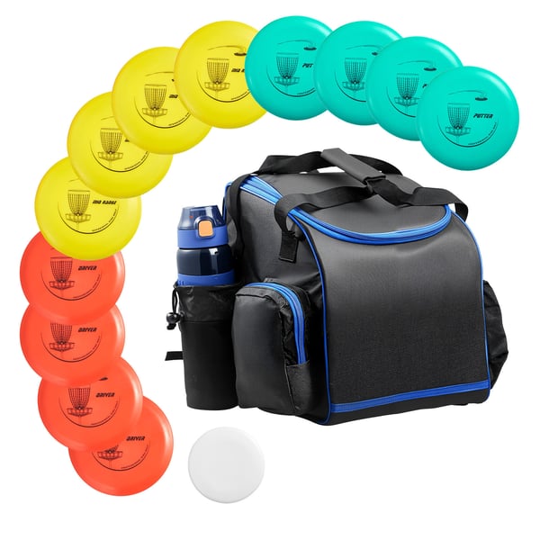 Discgolfset, 12-delars med putter, mid-range, driver, mini marker, 21,3x2,1 cm, TPE