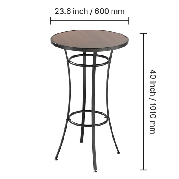 Barbord, Rund, 60x60x101 cm, Sort, Metal