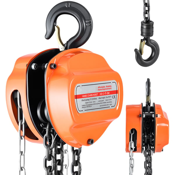 Handkedjelyft, 3 m, Orange, Legerat stål