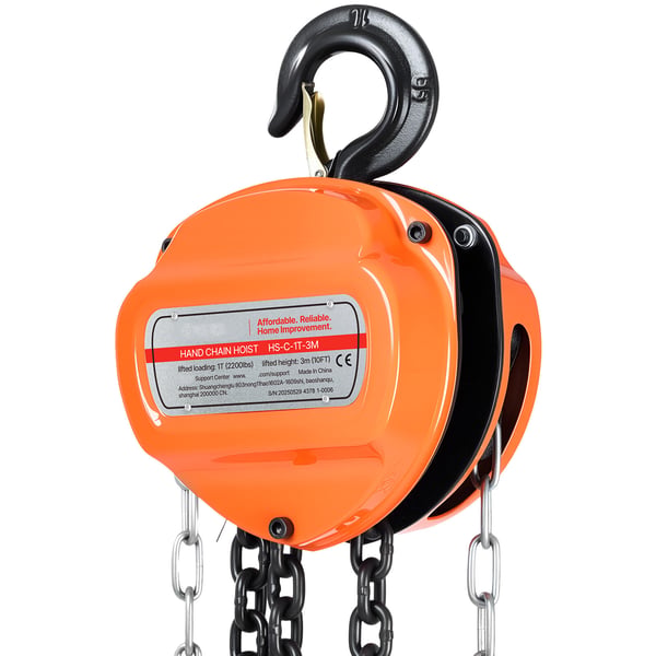 Handkedjelyft, 3 m, Orange, Legerat stål