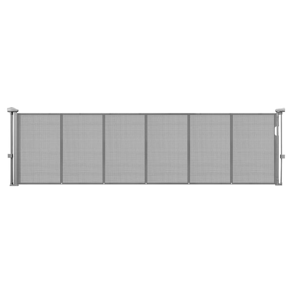 Utdragbar barngrind, 87x280 cm, grå, nätmaterial