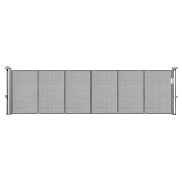 Utdragbar barngrind, 87x280 cm, grå, nätmaterial