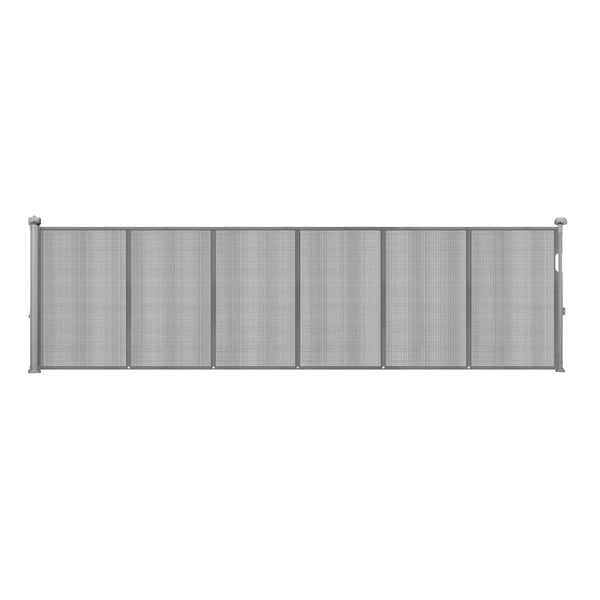 Utdragbar barngrind, 87x280 cm, grå, nätmaterial