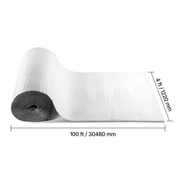 Reflekterande isoleringsrulle, 30.48x1.22 m, aluminiumfolie, vit, termisk isolering