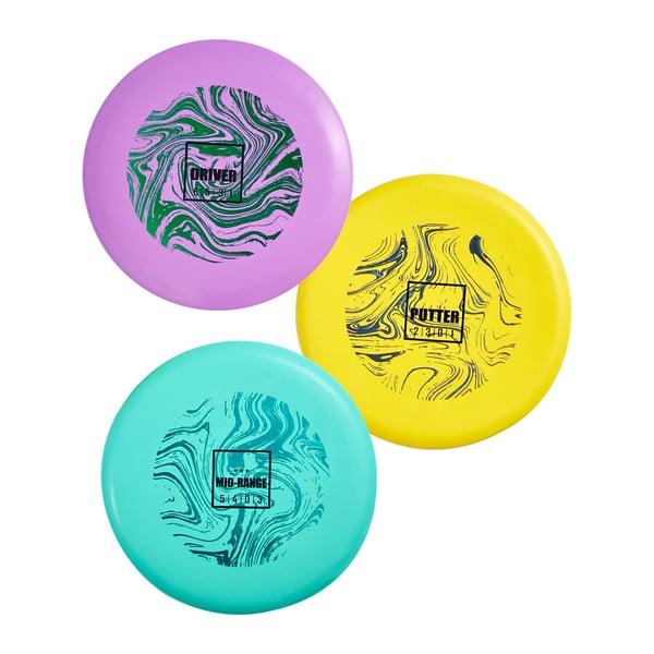 Frisbeegolfsetti, 3 kiekkoa, 21x1,6 cm, ulkokäyttöön, TPE-materiaali