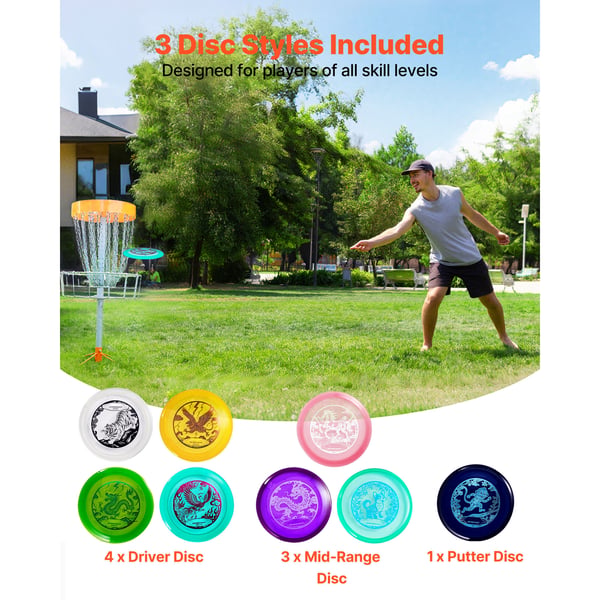 Disc Golf Sæt 8 Pak, 21.3x2.2 cm, TPU Materiale