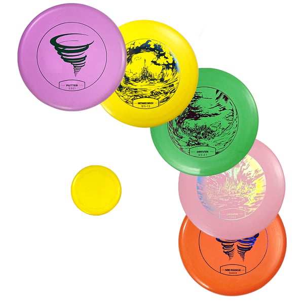 Frisbeegolf-setti, 5+1 osaa aloittelijoille, 21,3x2,2 cm, TPE-materiaali