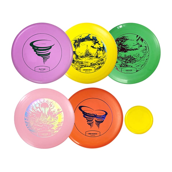 Frisbeegolf-setti, 5+1 osaa aloittelijoille, 21,3x2,2 cm, TPE-materiaali