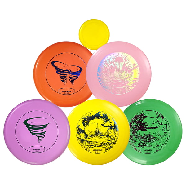 Frisbeegolf-setti, 5+1 osaa aloittelijoille, 21,3x2,2 cm, TPE-materiaali