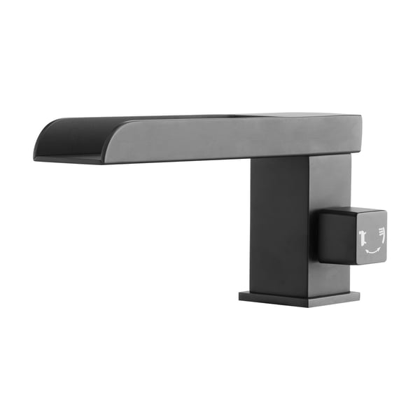 Badkarsblandare, 3-håls vattenfall med duschhuvud, 24,4x7,1x16 cm, svart, rostfritt stål