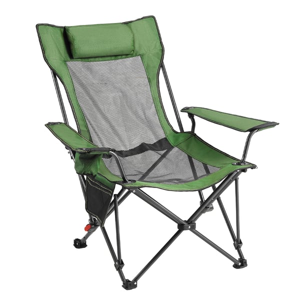 Liggestol til camping, 133/166x55x40 cm, Grøn, Sammenklappelig